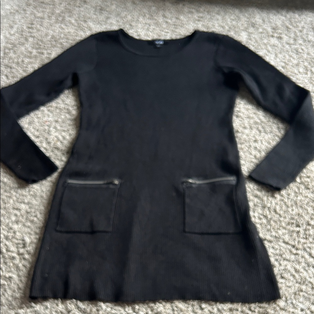 AGB Black Ribbed Ladies Knit Dress Size Large